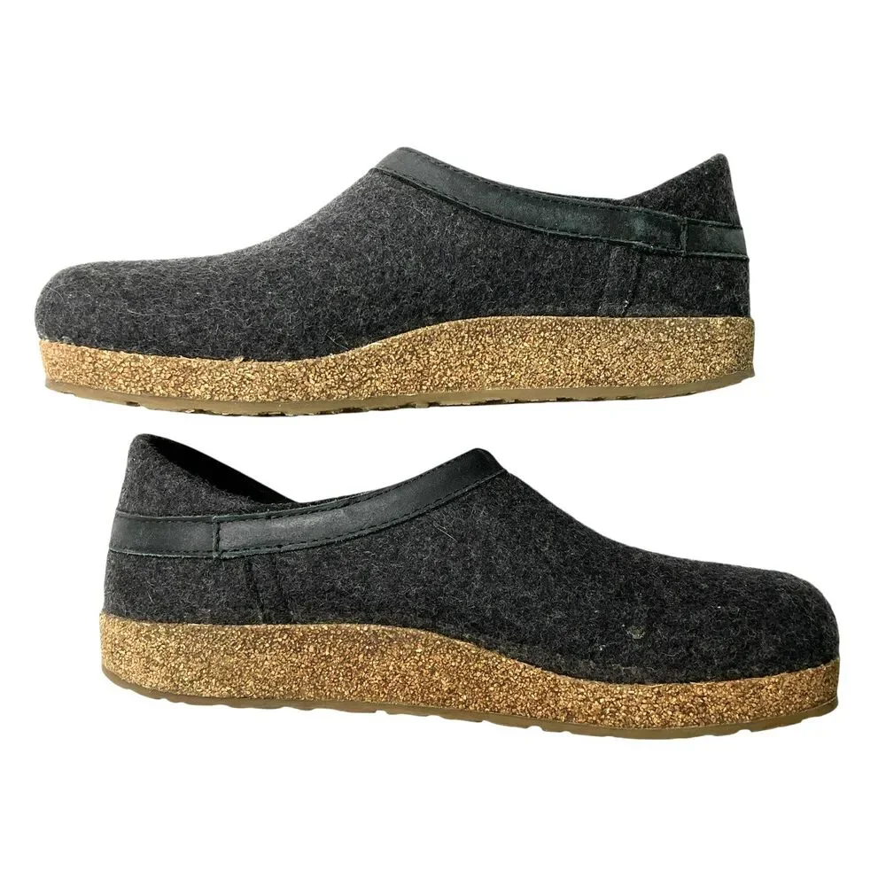 Haflinger Grizzly Torben Wool Clogs  Mens Size 42 Charcoal Slip On Cork Comfort